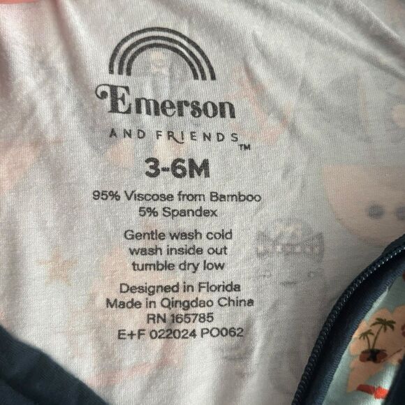 Pirate Nautical Bamboo Blend Baby Romper 3-6M Ocean Print Short Sleeve One Piece - Picture 3 of 5